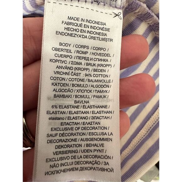 Lauren by Ralph Lauren Purple and White Stripe Short Sleeve T Shirt Size Small - Picture 5 of 6